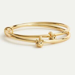 Les Néréides Cat Head Double Golden Cuff Bracelet